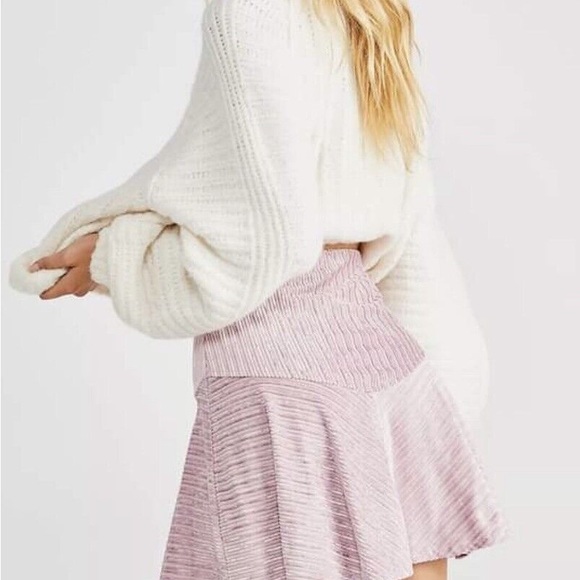 NWT Free People Camden pink velvet skirt - Picture 4 of 6
